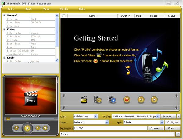 Click to view 3herosoft 3GP Video Converter 3.9.6.0611 screenshot