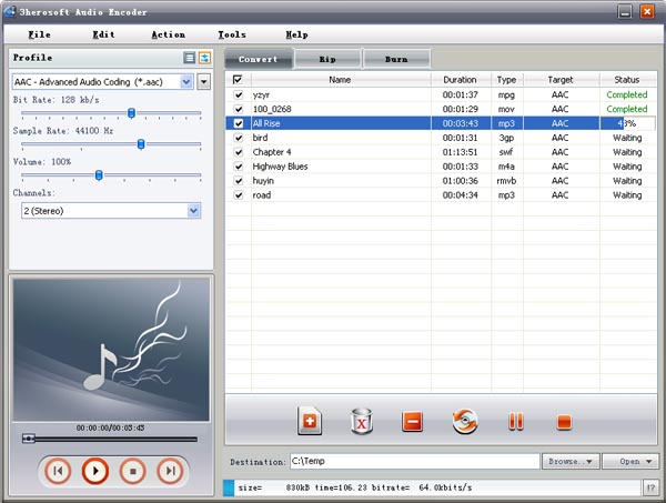 3herosoft Audio Encoder screenshot