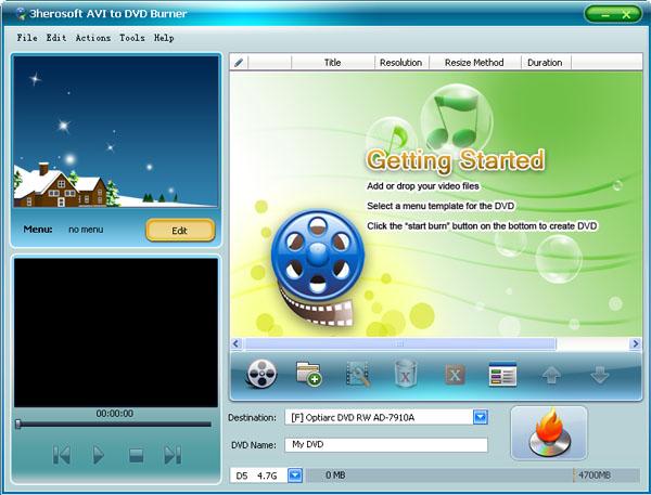 A powerful DVD maker that can create and burn DVD from AVI video files.