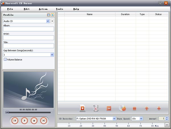 Click to view 3herosoft CD Burner 3.0.3.0711 screenshot