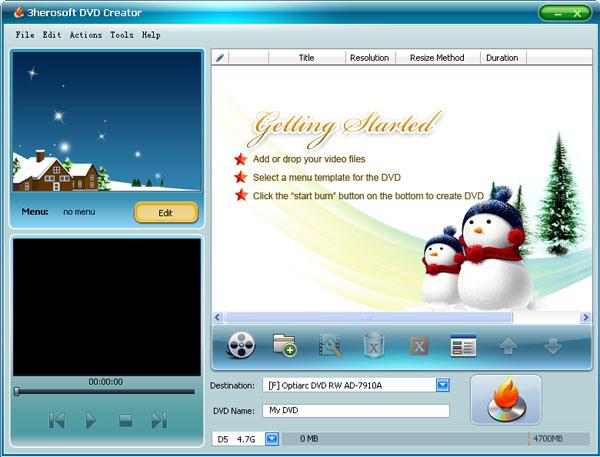 Create and burn video files to DVD movie, DVD folder or ISO files.