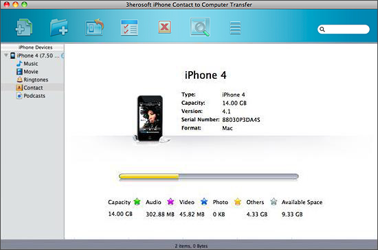 3herosoft iphone contact to computer transfer for mac