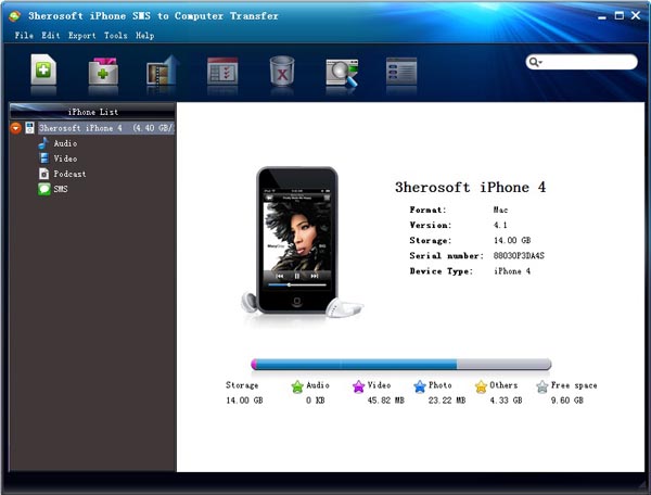 Click to view 3herosoft iPhone SMS to Computer Transfer 4.1.3.0615 screenshot