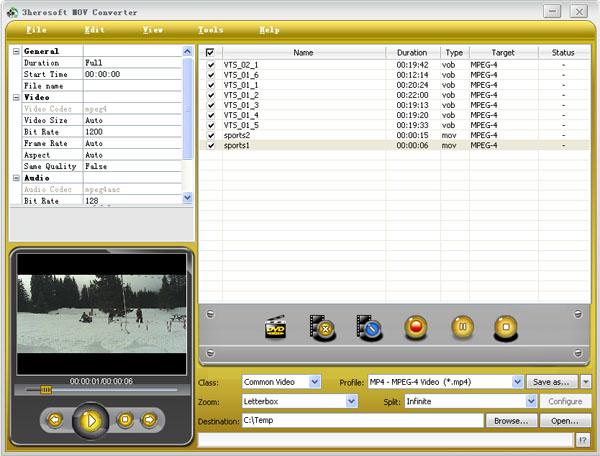 3herosoft MOV Converter screenshot
