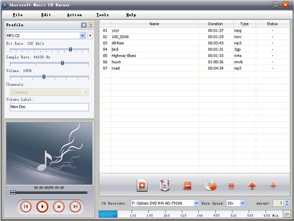 3herosoft Music CD Burner screenshot