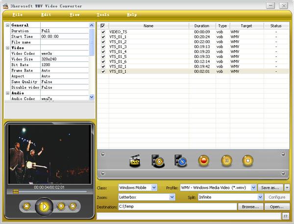 3herosoft WMV Video Converter screenshot