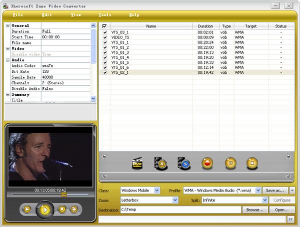 3herosoft Zune Video Converter screenshot