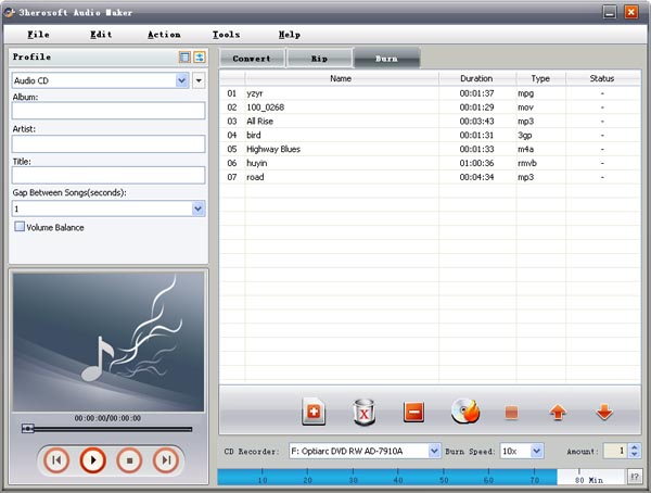 3herosoft Audio Maker screenshot