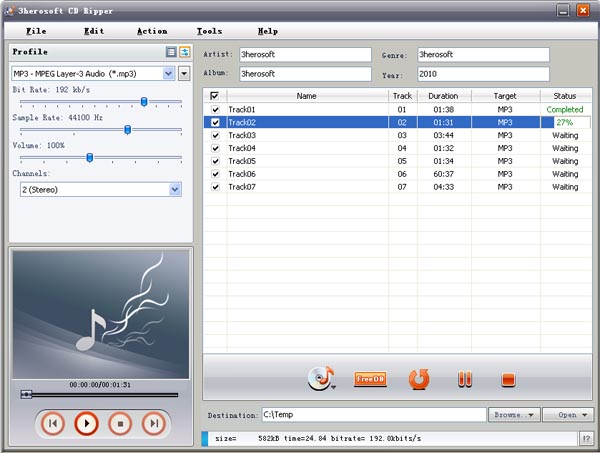 3herosoft CD Ripper screenshot
