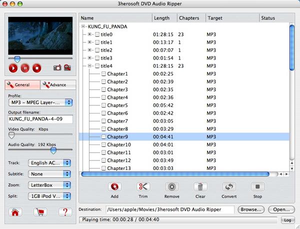 3herosoft DVD Audio Ripper for Mac screenshot