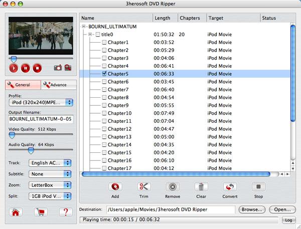 3herosoft DVD Ripper for Mac screenshot