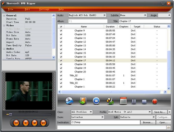 3herosoft DVD Ripper screenshot