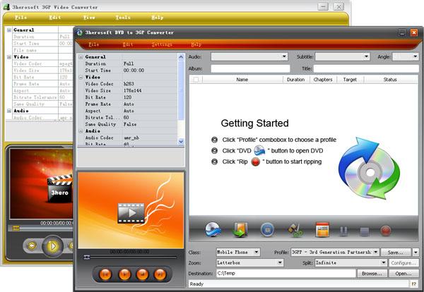 More screenshots of 3herosoft DVD to 3GP Suite.