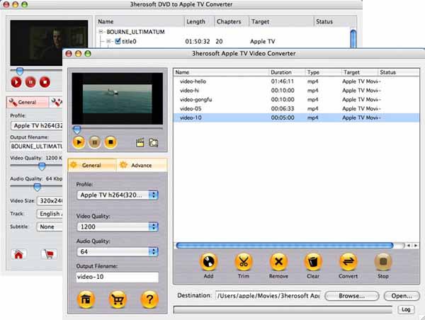 More screenshots of 3herosoft DVD to Apple TV Suite for Mac.