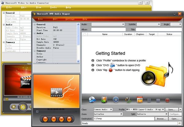 More screenshots of 3herosoft DVD to Audio Suite.