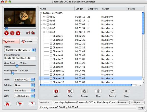 3herosoft DVD to BlackBerry Converter for Mac