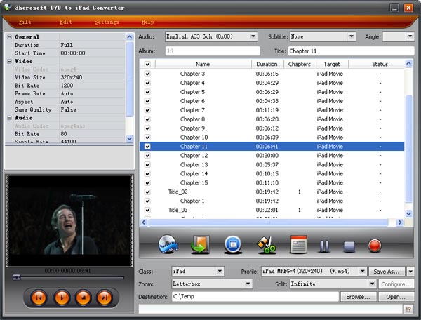 3herosoft DVD to iPad Converter screenshot