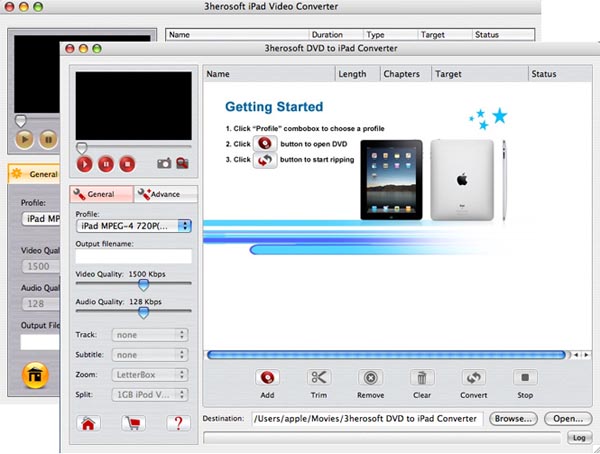 More screenshots of 3herosoft DVD to iPad Suite for Mac.