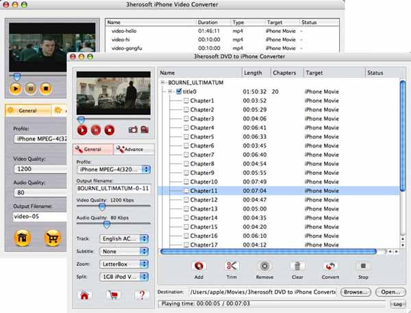 More screenshots of 3herosoft DVD to iPhone Suite for Mac.
