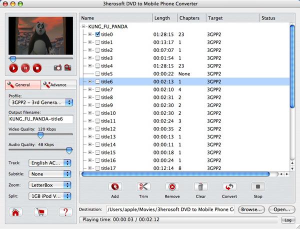 3herosoft DVD to Mobile Phone Converter for Mac