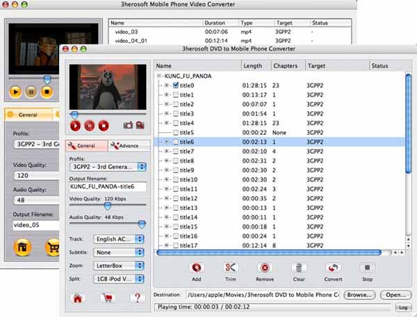 More screenshots of 3herosoft DVD to Mobile Phone Suite for Mac.