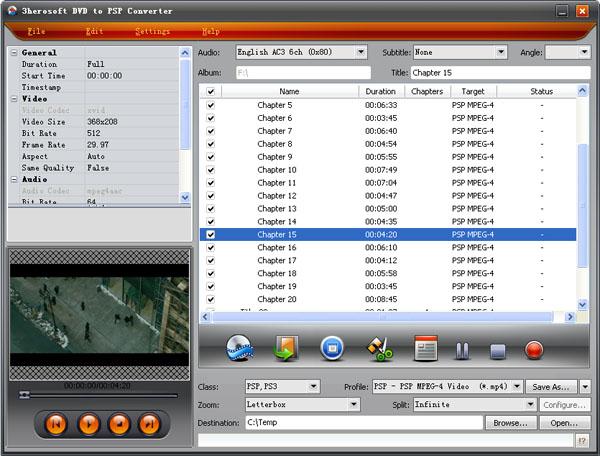 3herosoft DVD to PSP Converter screenshot