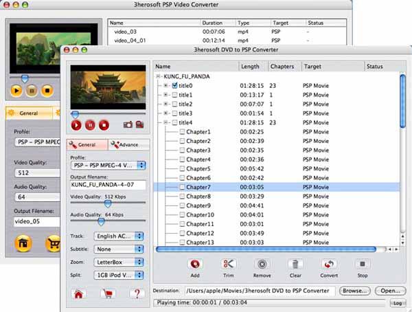 More screenshots of 3herosoft DVD to PSP Suite for Mac.
