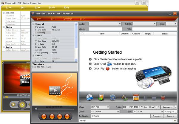 More screenshots of 3herosoft DVD to PSP Suite.