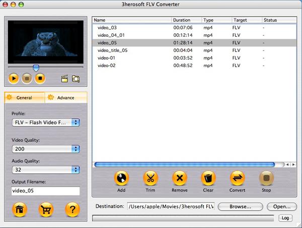 3herosoft FLV Converter for Mac screenshot