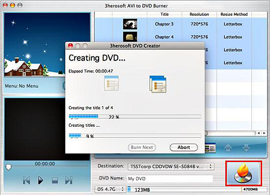 3herosoft AVI to DVD Burner for mac