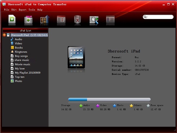 3herosoft iPad to Computer Transfer screenshot
