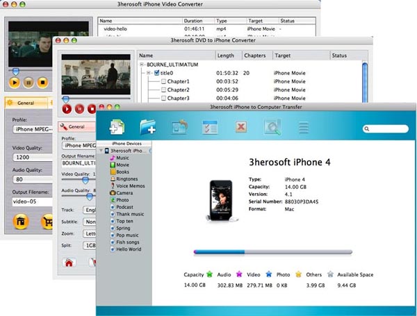 More screenshots of 3herosoft iPhone Mate for Mac.