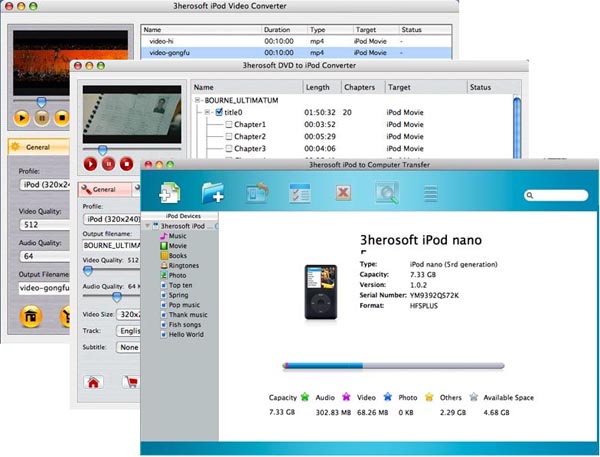 More screenshots of 3herosoft iPod Mate for mac.