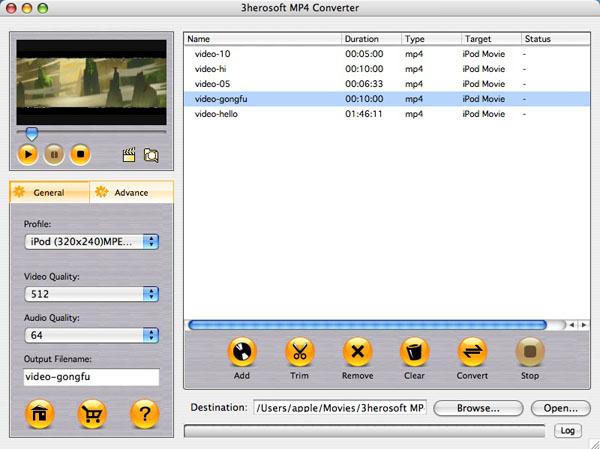 3herosoft MP4 Converter for Mac screenshot