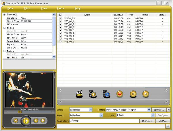 3herosoft MP4 Video Converter screenshot