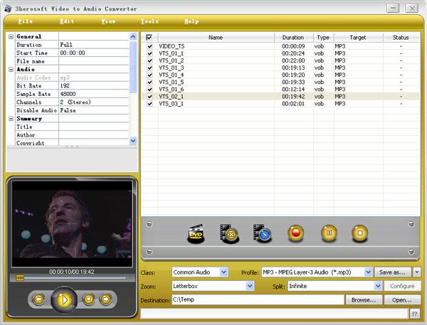 3herosoft Video to Audio Converter screenshot